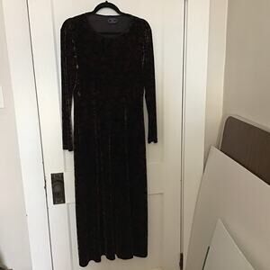 Vintage Chelsea Cambell Brown Black Velour Maxi Dress Medium